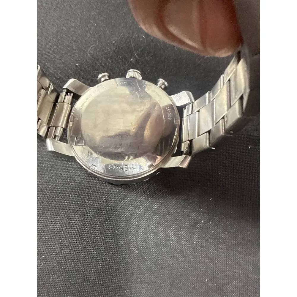 MEN FOSSIL JR-1445 New Battery 50mm Case 6.25” Band Blue Dial Chronograph (B31)